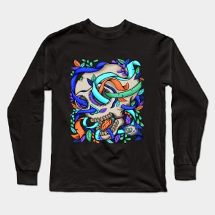 Skull Natures Colours - Dia De Los Muertos -  Realistic Skull Long Sleeve T-Shirt